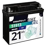 HeyVolt GEL Motorradbatterie 12V 21Ah 51913 R850 R1100 R1150 GS K1200 mit ABS 52001