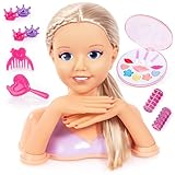 Bayer Design 90025AC Lisa Top Model Frisierkopf Schminkkopf, Puppenkopf mit Haarzubehör, Händen, Make-up, 25 cm, Blond