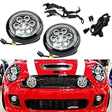 NSLUMO Led Rallye Licht für Mi-Ni-Cooper R55 R56 R57 R58 R60 R61 F56 Fahrlicht mit Halo Ring Angel Eyes E4 Schwarz Shell 2 Stuecke