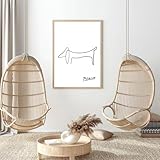 BPJSTU Pablo Picasso Friedenstaube, Dackel, Hund, Strichzeichnung, Kunstdruck, Ausstellung, Vintage-Wandkunst, Poster, Leinwandgemälde, Heimdekoration, 50 x 70 cm, rahmenlos