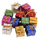 12 Stück Weihnachtsgeschenkboxen, Metallisch, Mini-Hängeboxen, Glänzend, Bunt, Weihnachtsdeko, Ornamente