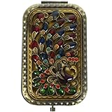 FRCOLOR Kompakter Kosmetikspiegel Vintage Doppelseitiger Kosmetikspiegel Antiker Klappbarer Taschenspiegel Kosmetischer Spiegel für Geldbörse für Frauenhandtasche