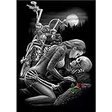 Sunnay Diamond Painting, Cool Schädel Love Liebe Persönlichkeit 5D Diamant Zeichnung Full Drill Großer DIY Stickerei Kreuz Stich Kreuzstich Dekoration Wohnzimmer Schlafzimmer (Schädel Love, 30x40cm)