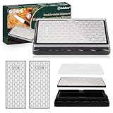 Doppelseitiger Diamant-Schleifstein, Kalolary Messerschärfer-Stein Waben-Oberflächenplatte mit rutschfester Basis für Scheren, Messer, Outdoor-Küchenschärfwerkzeuge (600/1200 Körnung, 150 x 63 mm)