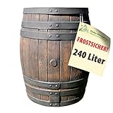 REGENTONNE REGENFASS WASSERFASS REGENWASSERBEHÄLTER REGENWASSERFASS GARTENFASS DESIGNREGENTONNE Eichenfass-Optik (240L)