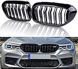Gangying G30 Kühlergrill, G31 Nieren Schwarz passend für BMW 5er G30 G31 Grill Nieren Schwarz 2017-2020 Doppellamellen schwarz glänzende Grills