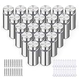 20 Stück Edelstahl Wand Schrauben Abstandshalter, Schilderhalter Werbeschraube für Montieren und Befestigung Glas Spiegel Acryl Poster Bilderrahmen (12x25mm)