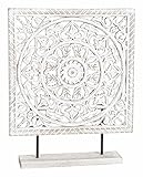 Spetebo Deko Ornament Aufsteller shabby weiß - 37 x 29 cm - Vintage Holzbild zum Aufstellen - Tischdeko Fensterdeko Vintage Landhaus