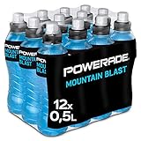 Powerade Sports Mountain Blast, Iso Drink mit Elektrolyten - als erfrischendes, kalorienarmes Sportgetränk oder als Power Drink für zwischendurch, EINWEG Flasche 500 ml(12er Pack)