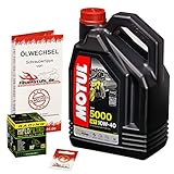 Motul 10W-40 Öl + HiFlo Ölfilter für Suzuki GSX 750 F, 89-06, GR78A AK - Ölwechselset inkl. Motoröl, Racing Filter, Dichtring