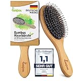 lampox - Bambus Haarbürste mit Wildschweinborsten Kopfmassage Haarpflege, Entwirrbürste für lange Haare & Locken von Damen, Herren & Kinder, Massagebürste für die Kopfhaut, Detangler (oval)