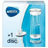BRITA Wasserfilter-Karaffe weiß-grau / Karaffe inkl. 1 MicroDisc Filter / Wasserkaraffe zum stilvollen Servieren von Wasser / Filter reduziert Chlor und Mikropartikel im Leitungswasser