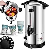 KESSER® Glühweinkessel 10L Edelstahl Inkl. 10x Becher Glühweinkocher mit Thermostat Glühweinautomat Heißgetränkeautomat Wasserkocher Heißwasserspender Einkochautomat Füllstandanzeige Zapfhahn