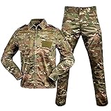 Tarnanzug Herren Paintball Combat Shirt Taktische Hose Langärmlige mit 1/4 Reißverschluss Militär Anzug Outdoor Camouflage Jagdbekleidung BDU Taktisch Uniform