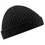 Beechfield Unisex Retro Trawler Winter Beanie Mütze Baseball Cap Gr. One Size, Schwarz