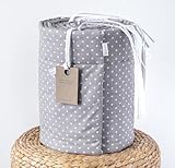 LOOLAY Mini Punkte Grau 100% Baumwolle Bettschutzgitter 420, 360, 210, 180 x 30 cm Bett Schutz Bettgitter Netzstoff (360 x 30 cm)