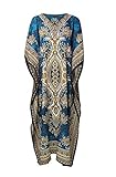 Rubina Kapoor | Damen Tribal Ethnic Print Lange Kaftan | Übergröße (Teal)