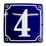 Hausnummer Hausnummernschild Emaille 12x12 cm mit Wunschnummer Premiumqualität Hausschild, Vorbohrungen, Personalisierte, Hausnummernschilder, Türschild, Wunschtext