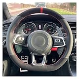 QILINGS Auto Lenkradbezug Für Golf 7 Für GTI Für Golf R Auto Lenkrad Abdeckung Hand Nähen Geflecht Lenkrad Abdeckung (Farbe : Stil 4)