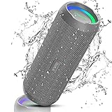 RIENOK Bluetooth Lautsprecher mit Licht Bluetooth 5.3 Musikbox Bass Kabellos Box mit IPX7 wasserdicht Stereo Sound Tragbar