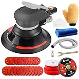 Druckluft schleifgerät, Exzenter poliermaschine, SPTA 125mm/150mm Exzenterschleifer Schleifmaschine mit 24 Schleifpapier und 3 Polierschwamm zum Polieren, Schleifen und Schleifen von Autos -HASPS6SET