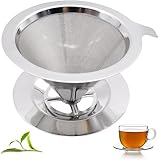 Permanenter Kaffeefilter, Kaffeefilter aus Edelstahl, Konusfilter mit Basis, papierloser Kaffeefilter, für 1-2 Tassen