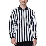 TOPTIE Herren Offizielles Schiedsrichter-Shirt langärmliges Umpire Trikot Schwarz und Weiß Streifen