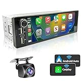 1-DIN Autoradio mit Bildschirm, 1Din Radio Apple CarPlay & Android Auto -6.9" Touch Display Autoradio mit Navi Bluetooth, Rückfahrkamera-Eingang USB FM/RDS
