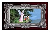 Barock Gemälde Bild mit Rahmen Repro Antik look Schutzengel Engel zwei Kinder am Felsen 96x57cm Altsilber