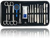 Sunglow Präparierbesteck im Etui– 14 Instrumente (inkl. 12 Skalpellklingen) | Kompaktes Präparierset für den Hausbedarf oder Studium, Medizin und Biologie – rostfreier Edelstahl