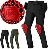 SHIMA Giro Motorrad Hose Herren mit Protektoren Airforce Knieprotektoren Motorradhose Kurzgrößen Hosen für Mann Protektorenhose Textilhose Urban Stretch Cargohose Lang (Männer, Schwarz, 36/32)