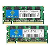 Rasalas PC2-5300 DDR2 667 4GB Kit (2x2GB) Sodimm PC2-5300S 1,8V CL5 RAM-Speichermodule für Intel, MAC, AMD System Notebook Laptop
