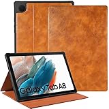 Zinibri Tablet Hülle für Samsung Galaxy Tab A8 10,5 Zoll 2022 SM-X200/X205 Schutzhülle,PU Leder Tasche, Eckenschutz, Mehrere Winkel, Standfunktion, Schlank, Lederhülle,StoßfestAuto Schlaf/Wach, Braun