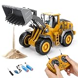 9-Kanal 2.4GHz RC Planierraupe mit LEGIERTER Schaufel - 360° Drehung, Legierungsschaufel, Realistische Soundeffekte, USB-Aufladung + 2 Akkus, Baufahrzeug Spielzeug für Kinder 3-12,Geschenk zum Schulan