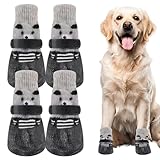 Hundeschuhe 2 Paar Hundeschuhe Pfotenschutz Outdoor Schwarzbär Hundesocken Anti Rutsch mit Verstellbarem Klettverschluss Gegen Pfotenlecken,für den Innen-und Außenbereich Geeignet(L)