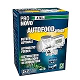 JBL PRONOVO AUTOFOOD, Futterautomat für Aquarium, Fütterung mit Fischfutter-Granulat bis zu 4x täglich, Inkl. Halterung und Adapterring zur Erweiterung des Volumens auf 375 ml, Weiß