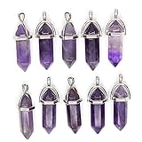 10 Stücke Amethyst Kristalle Kette Anhänger Kristalle Heilsteine Set Echt Kristalle Steine Ketten Heilkristalle Edelsteine Halskette Ohrhänger für Schmuckherstellung