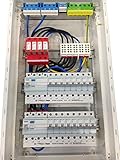 Unterverteilung Hager VA36CN + Türe Sicherungskasten Aufputz 3-reihig mit Überspannungsschutz, Klemmblock, 2x CDA440D, 1x MBN316, 13x MBN116, fertig verdrahtet