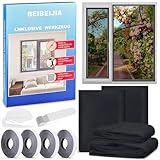 4 Stück Fliegengitter Fenster, Insektenschutz Fenster 150x180cm, Fliegennetz Fenster, Moskitonetz Fenster, mit Klettband Selbstklebend, Schützen die Familie vor Insekten (Schwarz)