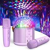 Dislocati Karaoke Anlage mit 2 Bluetooth Mikrofonen, Musik Geschenk Spielzeug Mädchen 3-15 Jahre, Karaoke Microphone Set mit Disco Licht und 5 Toneffekten, Ideal für Familienfeiern und Party Draußen