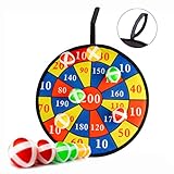 simpleheroes Kinder Klett Dartscheibe für drinnen und draußen zum Aufhängen inkl. 6 Bälle mit verbesserter Klettbeschichtung für einen festen Halt, Wurf Spiel Scheibe für Groß und Klein, 28cm