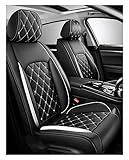ZARUX Full Set Auto Sitzbezüge für Mercedes Benz C-Klasse C 180, Wasserdichter Leder-Autositzbezug, Seasons Protectors VerschleißFest, 5-Sitzer Autositzbezug Universal (Color : D(White))