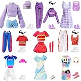26 Stück Puppen Kleidung und Zubehör, Sweater Shorts Set Football Sports Skirt Sports Suit Casual Skirt, 5 Schuhe, 6 Accessoires Zufälliger Stil für 11.5 Zoll Mädchen Puppen