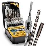 Gewindeschneider Set Metrisch, M3 - M12, 15tlg. HSS-G/Windeisen/Amboss Tap Force/Gewindeschneidsatz, Gewindeschneidsortiment, Schneidsatz, Gewindebohrer Set / M3 & M4 & M5 & M6 & M8 & M10 & M12