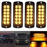 4PCS 12-24V LED Notfall-Stroboskop Blinklichter für PKW Warnlicht Stroboskoplicht Frontblitzer Orange Blitzer Licht Achtung Blinklicht Auto LKW Van Geländewagen ATV SUV