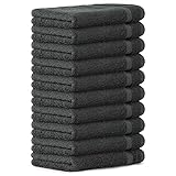 Luckytowel 10er Set Gästehandtücher 30x50 cm 100% Baumwolle, 600g/m² Oeko-Tex Gästetuch-Set 10er Pack Anthrazit