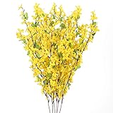 NAHUAA 6PCS Künstliche Blumen Deko Gelb Kunstblumen Herbstdeko Künstliche Pflanzen Blumenschmuck Kunstblumenstrauß für Draußen Topf Balkonkasten Garten Vase Hochzeit Dekoration