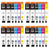 kamo PGI-520 CLI-521 (24er-Pack) Multipack Druckerpatronen Kompatibel mit Canon 520 521 - für Pixma MP540 MP540x MP550 MP560 MP620 MP630 MP640 MX860 MX870 MP980 MP990 iP3600 iP4600 iP4700