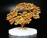 heliaden Bonsai Glücksbaum Lebensbaum Geldbaum aus Bernstein XI 18 cm Cognacfarbe Handmade Feng Shui Deko