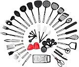 NEXGADGET Küchenhelfer Set, 42 Stücke Küchenzubehör Kochgeschirr Set aus Edelstahl & Nylon, Küchenutensilien Inkl. Löffel, Turners, Tongs, Schneebesen, Dosenöffner, Schäler, Schaber, Messbecher usw.